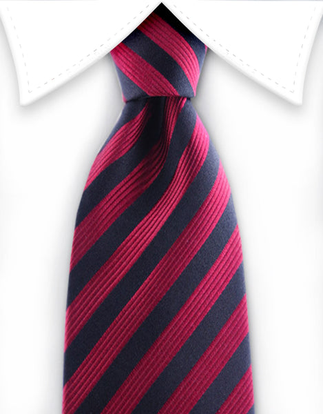Red & Black Striped Silk Teen Tie