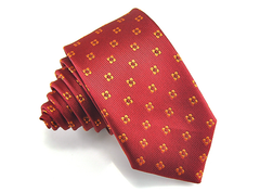 red skinny tie with motif