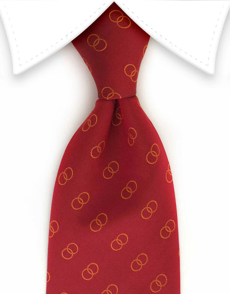 red tie with orange circles