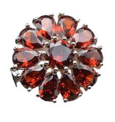 Red Crystal Flower Lapel Pin