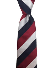 Red, White and Navy Blue Men's Striped Tie