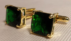 emerald green crystal cuff links