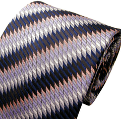 Silver & Navy Striped Necktie
