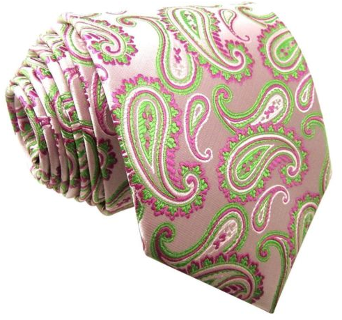 Pink Green Paisley Tie