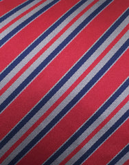 Burgundy, Blue & Gray Striped Tie
