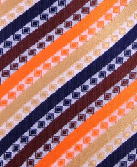 Orange, Navy, Gold and Brown Striped Tie