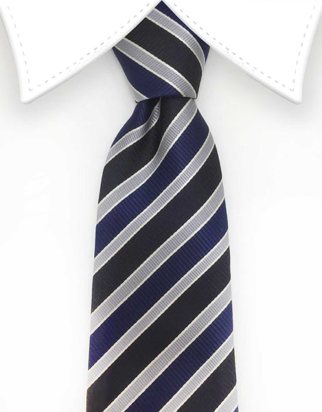 Navy & Black Stripe Navy Blue Tie
