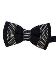 Elegant Black Knit Bowtie with Small Pattern