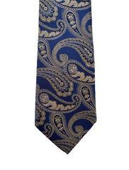 Navy Blue and Gold Paisley Men's Tie