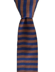 Brown and Navy Blue Narrow Striped Knit Tie