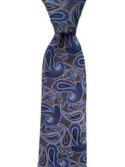 Blue, Taupe and White Paisley Men's Tie