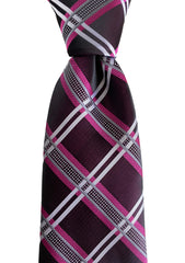 Dark Burgundy & Multi-Color Plaid Long Necktie - 3XL Tie