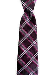 Dark Burgundy & Multi-Color Plaid Long Necktie - 3XL Tie