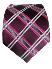 Dark Burgundy & Multi-Color Plaid Long Necktie - 3XL Tie