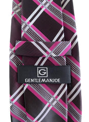 Dark Burgundy & Multi-Color Plaid Long Necktie - 3XL Tie