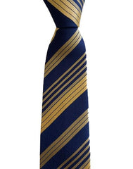 Navy Blue and Yellow Gold Repp Striped Tie