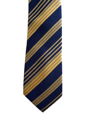 Navy Blue and Yellow Gold Repp Striped Tie