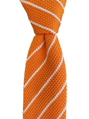 Orange and White Striped Men's Knit Necktie