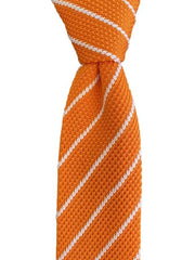 Orange and White Striped Men's Knit Necktie