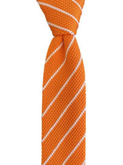 Orange and White Striped Men's Knit Necktie