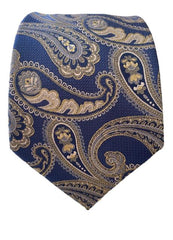 Navy Blue and Gold Paisley Men's Tie