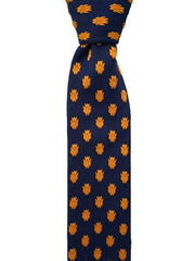 Navy Blue and Orange Motif Knit Men's Tie