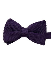 Solid Dark Purple Mens Knitted Bow Tie