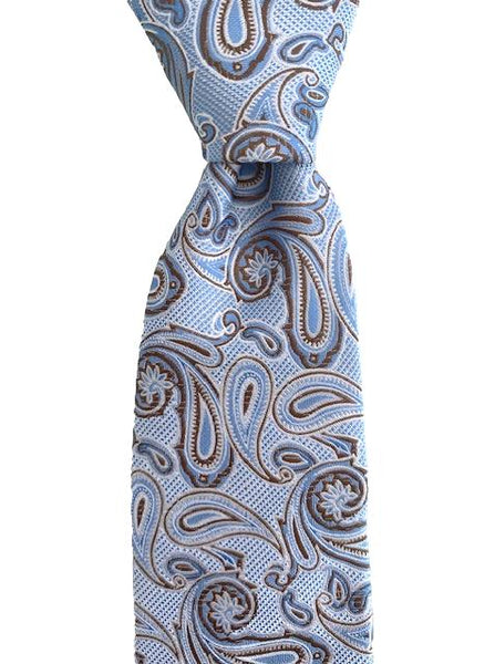 Light Blue, Taupe and White Paisley Men's Tie