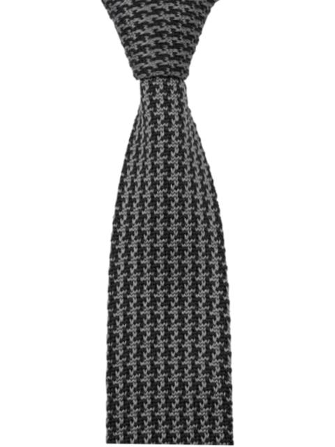 Gray and Black Knit Houndstooth Men's Necktie
