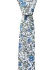 Sage Green, Blue and White Cotton Floral Men's Tie