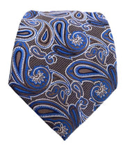 Blue, Taupe and White Paisley Men's Tie