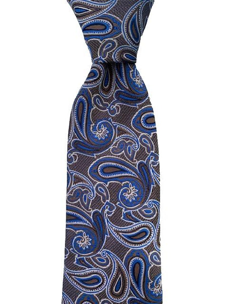 Blue, Taupe and White Paisley Men's Tie