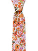 Vibrant Orange Pink and Green Skinny Cotton Necktie