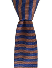 Brown and Navy Blue Narrow Striped Knit Tie