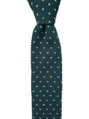 Dark Forest Green Knit Tie with White Flecks