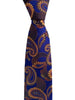 Indigo Blue Tie with Orange and Yellow Paisley Pattern