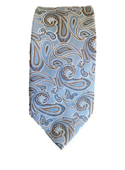 Light Blue, Taupe and White Paisley Men's Tie