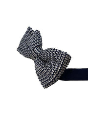 Mens Black and White Knit Bow Tie