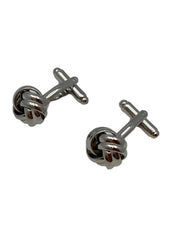 Gun Metal Silver Knot Cuff Links