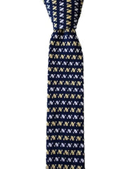 Navy Blue, Yellow and White Knit Necktie