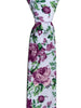 White, Pink and Mauve Rose Floral Men's Cotton Tie with Green leaves