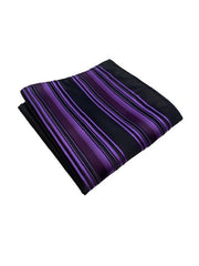 Black & Purple Striped Pocket Square