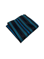 Black, Turquoise & Teal Striped Pocket Square