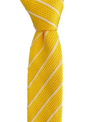 Yellow and White Striped Men's Knit Necktie