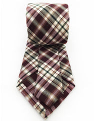 back view - burgundy brown plaid tie