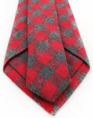 back view red charcoal checkered tie