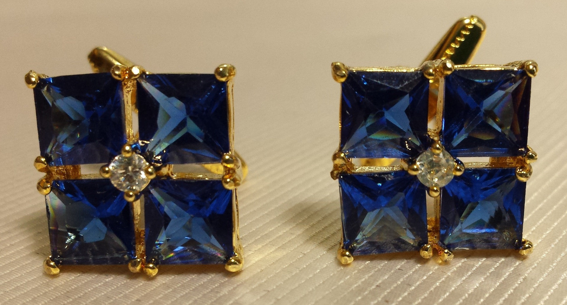 Blue crystal cufflinks 