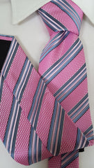 pink blue striped tie