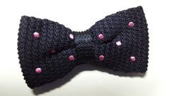 Blue & Pink Knitted Bow Tie