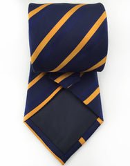 Extra Long Navy and Orange Striped Silk Tie - 3XL